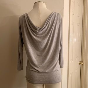 Tahari Light Grey Top w/ Scoop Back size Small